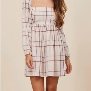 Park & Fifth “Thompson” Mini Babydoll Dress Linen Blend Striped Size Large